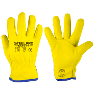 Guante cuero puño corto amarillo